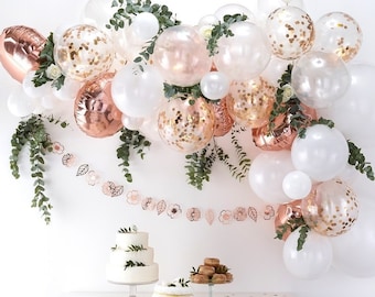 Rose Gold Balloon Arch Kit - Rose Gold & White Party Decorations - Rose Gold Balloon Garland