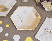 Marble and gold plates - Marble effect small paper plates - Hen party plates -Birthday paper plates-Party decorations-Party tableware-8 pack