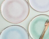 Pastel Paper Plates - Pastel And Gold Paper Party Plates - Reactive Glaze Watercolour Plates - Birthday Tableware - Hen Party - Pack of 8