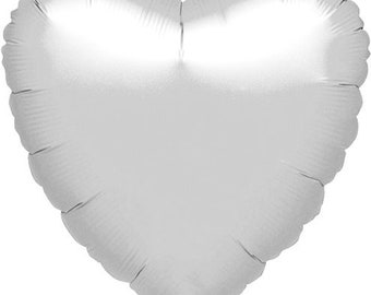 Globo de helio de aluminio de 18" con forma de corazón metálico plateado