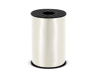 May include: A spool of white curling ribbon with a black plastic base.