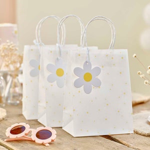 Sacchetti per feste in pergamena con stampa a margherita - Sacchetti regalo a margherita - Sacchetti regalo floreali - Sacchetti regalo di compleanno - Sacchetti regalo per baby shower - Sacchetti a margherita - Confezione da 5