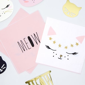 Kitty Cat Party Servietten - Rosa und Weiße Katze Papierservietten - Miau Party - Geburtstag Party Dekorationen - 20er Pack