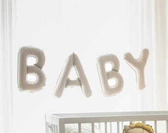 Cream Baby Balloon - Large Beige Baby Shower Or Welcome Home Balloon - 140cm x 43cm - Air Only