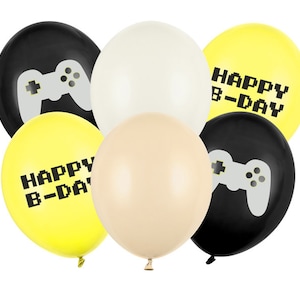 Gaming Party Balloons - Happy B Day - Video Game Party Balloon - Kids Game On Party Supplies -Gamers Party Decor-Level Up Birthday-Pack Of 6