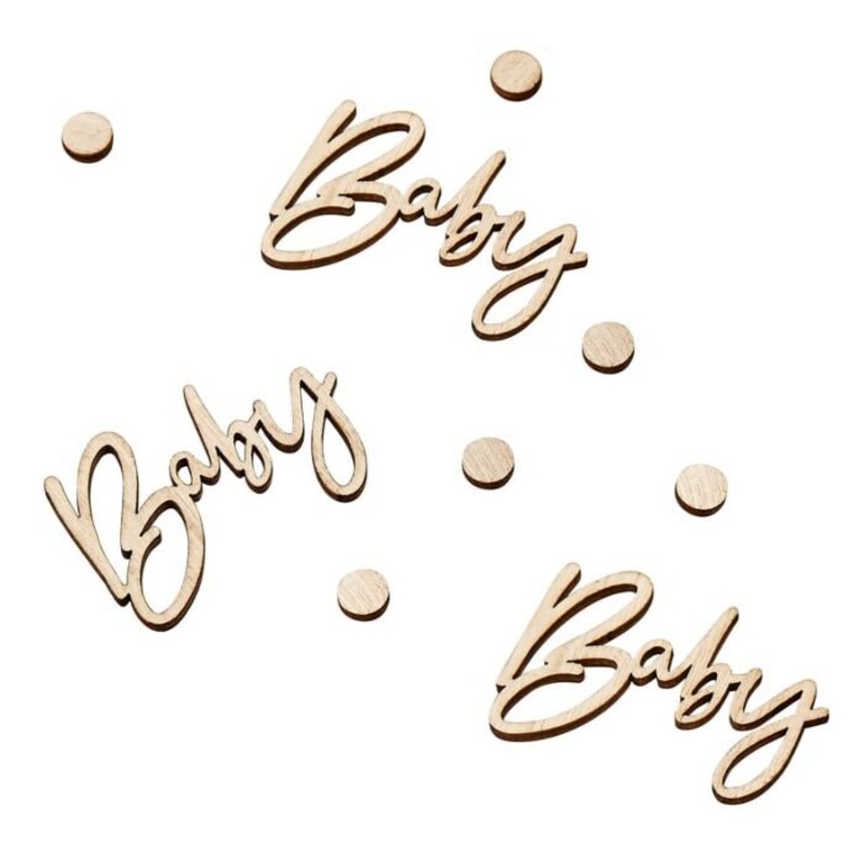 Wooden Baby Shower Confetti Wooden Baby Table Confetti Eco Friendly Baby Shower Botanical Baby Shower Hey Baby