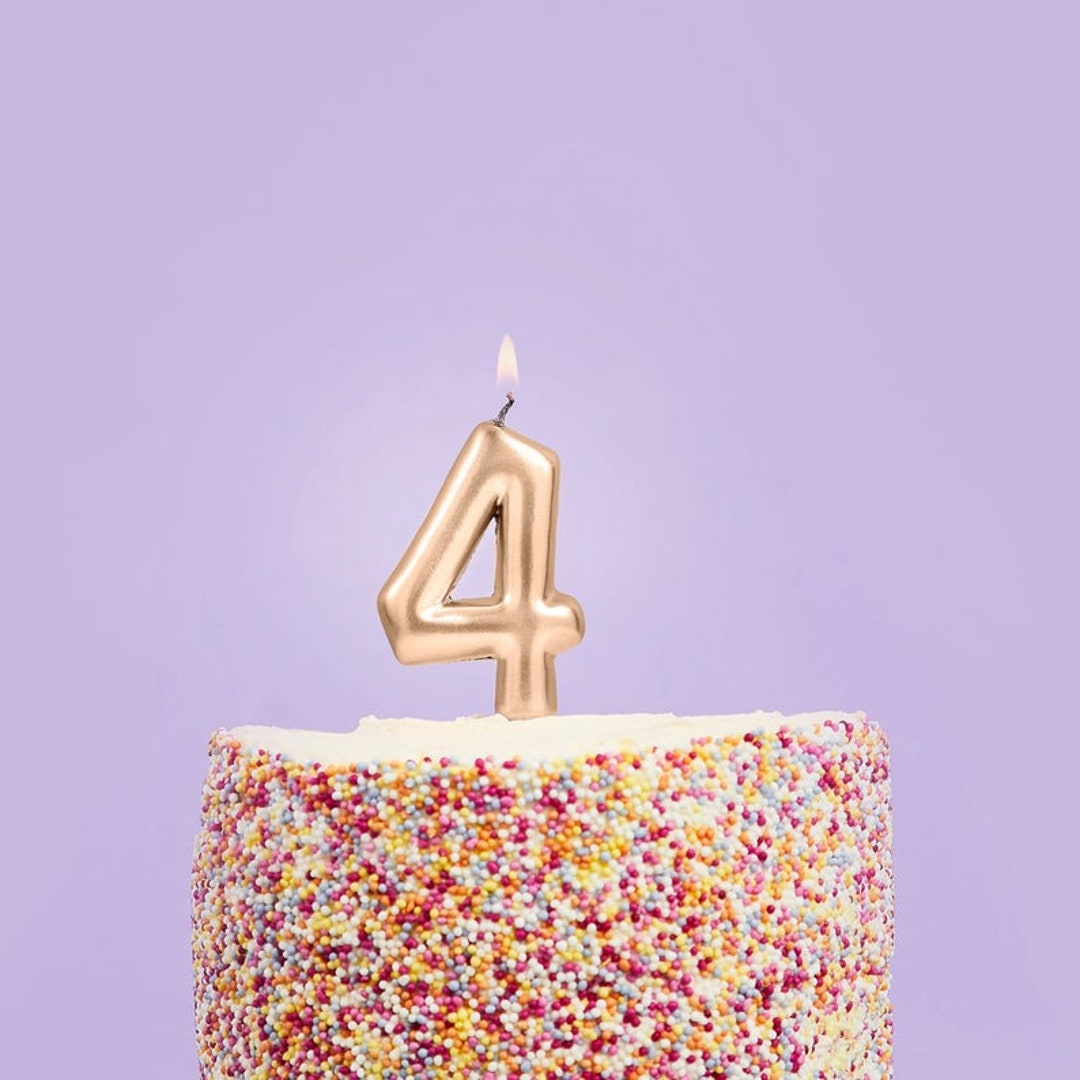 Bougie dorée numéro 4 Bougie pour gâteau d'anniversaire quatre Bougies  d'âge Décorations de fête dorées -  France