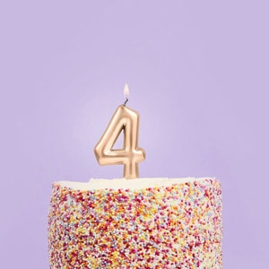 Gold Number 4 Candle - Four Birthday Cake Candle - Age Candles - Gold Party Decorations