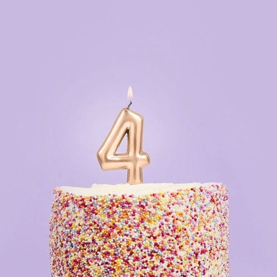 Bougie dorée numéro 4 Bougie pour gâteau d'anniversaire quatre
