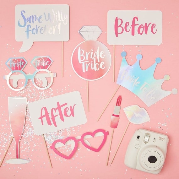 Bride Tribe GLASSES Bridal Shower Novelty Fun to Be Pink Iridescent Wedding Hen