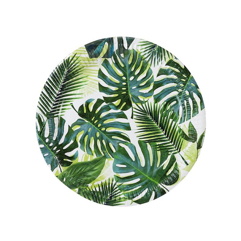 Tropical Leaf Paper Plates Palm Leaf Party Plates Tropical Etsy