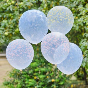 Pastel Floral Balloons - Blue, Pink & Yellow Printed Balloon Bundle - Birthday Balloons - Baby Shower - Hen Party Balloons - Pack Of 5