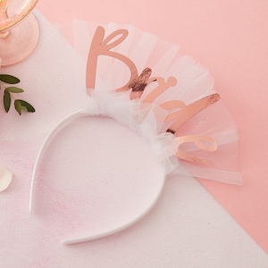 Rose Gold Bride Headband - Bride To Be Headband Veil - Hen Party Headband - Bachelorette Accessories