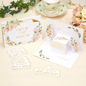 Brautjungfern Karten - Willst Du meine Brautjungfer, Trauzeugin, Blumenmädchen sein? - Geo Floral - 3er Pack
