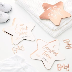 Cartes d'étapes pour bébé en or rose - jalons d'étapes pour bébé scintillants scintillants en or rose - cadeau de naissance - cadeau future maman - souvenir de bébé