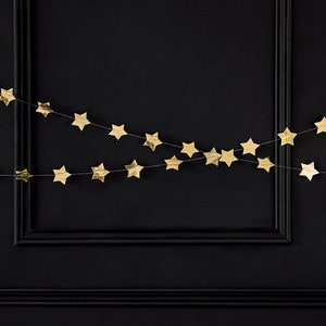Gold Star Garland - Gold Christmas Decorations - Gold Party Decorations - New Year&#39;s Eve - Baby Shower Decorations - Birthday Party Decor