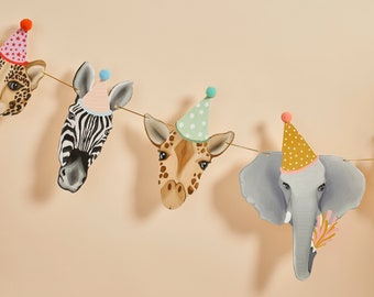 Safari Animals Garland - Safari Party Decoration - Jungle Animals Party Bunting - Wild One Party - Birthday Party Decorations - Zoo Animals