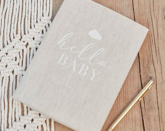 Baby Journal Book - Grijze Baby Record - Baby Milestone Aandenken - Babyshower Cadeau - Cadeau voor nieuwe moeder - Hallo baby - Geslachtsneutraal
