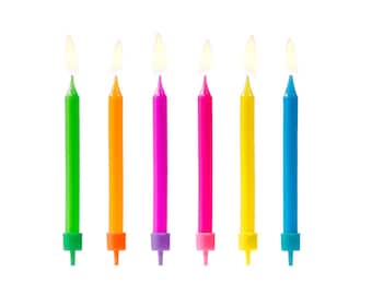 Bougies de gâteau d'anniversaire - Bougies de couleurs vives - Bougies de fête d'anniversaire - Décorations de fête - Paquet de 6