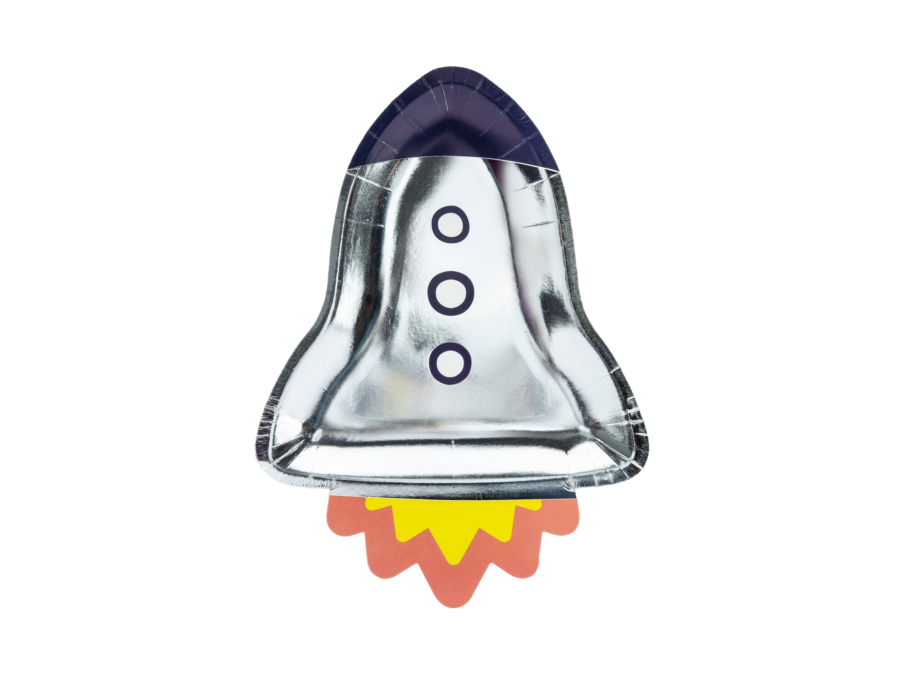 Silver & Blue Rocket Ship Plates - Space Ship Plates - Space Party Paper Plates - Birthday Party Tableware - Pack of 6