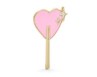 Heart Enamel Pin - Pink Lollipop Pin Badge - Birthday Gift - Christmas Gifts - Clothing Accessory