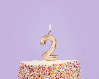 Gouden kaars nummer 2 - kaars verjaardagstaart twee - Age Candles - Gold Party Decorations