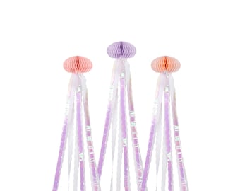 Grote papieren zakdoekje kwallen hangende decoraties - zeemeermin thema - Under the Sea Party - zeemeermin achtergrond - feestdecor - kinderverjaardagsfeestje - verpakking van 3