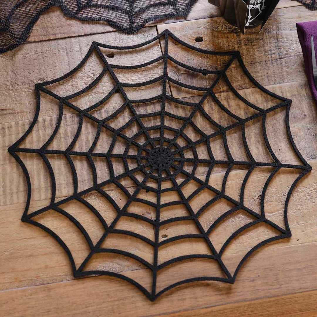 Spider  Halloween Placemats Black Spiderweb Place Settings Halloween