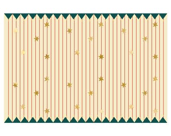 Circus Stripe Tablecloth - Paper Tablecloth With Thin Red Stripes & Gold Stars - Carnival Party Supplies - Funfair Theme-Kids Birthday Party