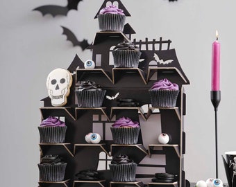 Halloween Treat Stand - Black Haunted House Snack Board - Halloween Party Decorations - Halloween Grazing Dinning Accessory -Halloween Decor