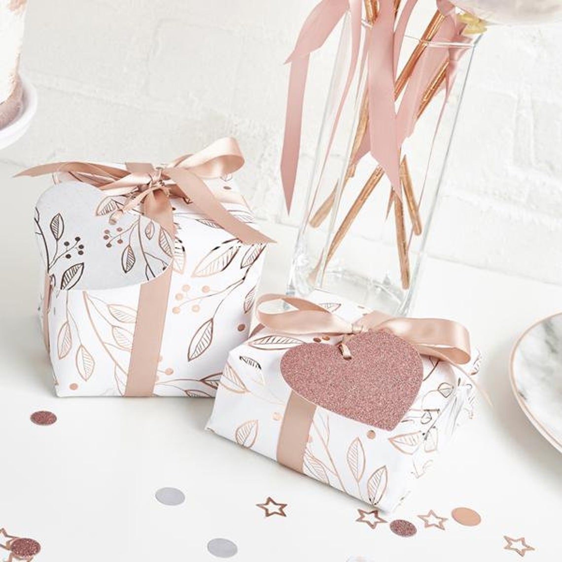 Rose Gold Gift Wrapping Kit Rose Gold & White Gift Wrap Etsy