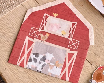 Farmyard Papier Party Servietten - Bauernhof Kinder Geburtstag Servietten - Kindergeburtstag Party - Bauernhof Geburtstag Partyware - 16er Pack