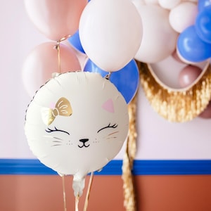 Cat Balloon - Cat Face Foil Balloon - Kitten Party Balloons - Meow Party - Cute Kitty Cat Helium Balloon - Pink & Gold Balloon