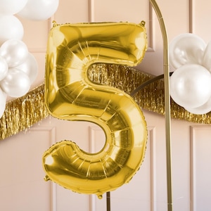 Gold Number 5 Balloon - Large Gold Foil 5 balloon - Birthday Balloon - Party Decorations - 72cm Balloon - 30&quot; Balloon