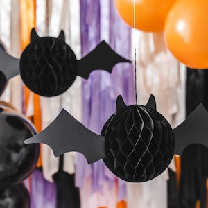 Halloween Bat Decoration - Black Honeycomb Bat - Hanging Halloween Bats - Halloween Decorations - Cute Halloween - Kids Halloween Party