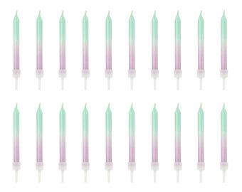 Meerjungfrau Kuchen Kerzen - Mint & Lila Ombre Kerzen - Meerjungfrau Thema - Unter dem Meer Party - Geburtstagskuchenkerzen - Kindergeburtstag - 20er Pack
