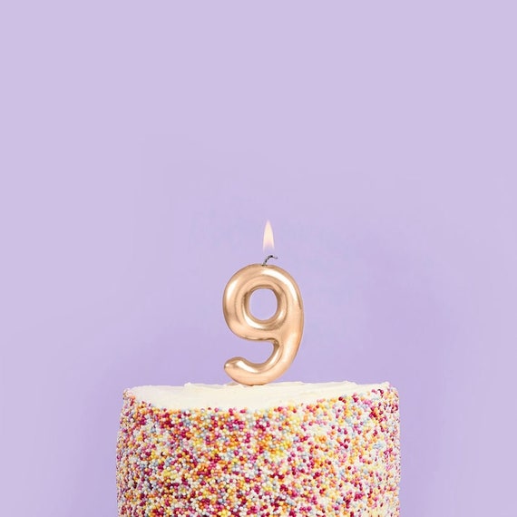 Candela numero 9 in oro Nove candele per torta di compleanno - Etsy Italia