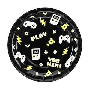 Gaming Party Paper Plates - Birthday Plates - Video Game Party - Kids Game On Party Supplies -Gamers Party Decor-Level Up Birthday-Pack Of 6