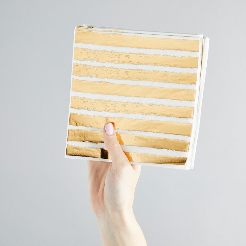 Gold Stripe Paper Napkins Gold & White Paper Party Napkins Etsy