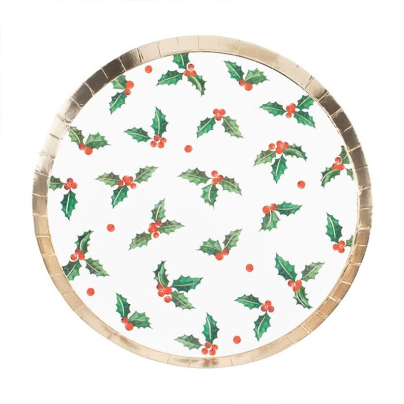 Christmas Paper Plates Holly Berry Christmas Party Plates Etsy