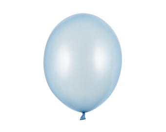 10 x Metallic Light Blue 12" Strong Round Latex Balloons - Baby Blue Colour - Shiny Finish - Birthday Party Balloons-Baby Shower Decorations