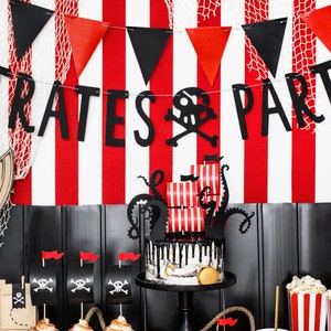 Pirate Party Banner - Black Pirates Party Bunting - Birthday Party Decorations - Children&#39;s Party Garland