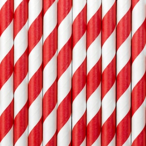 Cannucce di carta a strisce rosse e bianche - Cannucce per feste di compleanno - Stoviglie per feste pirata - Confezione da 10