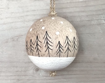 Small Wooden Christmas Decoration - Winter Trees Bauble - Christmas Tree Decoration - Christmas Ornament - Holiday Decor