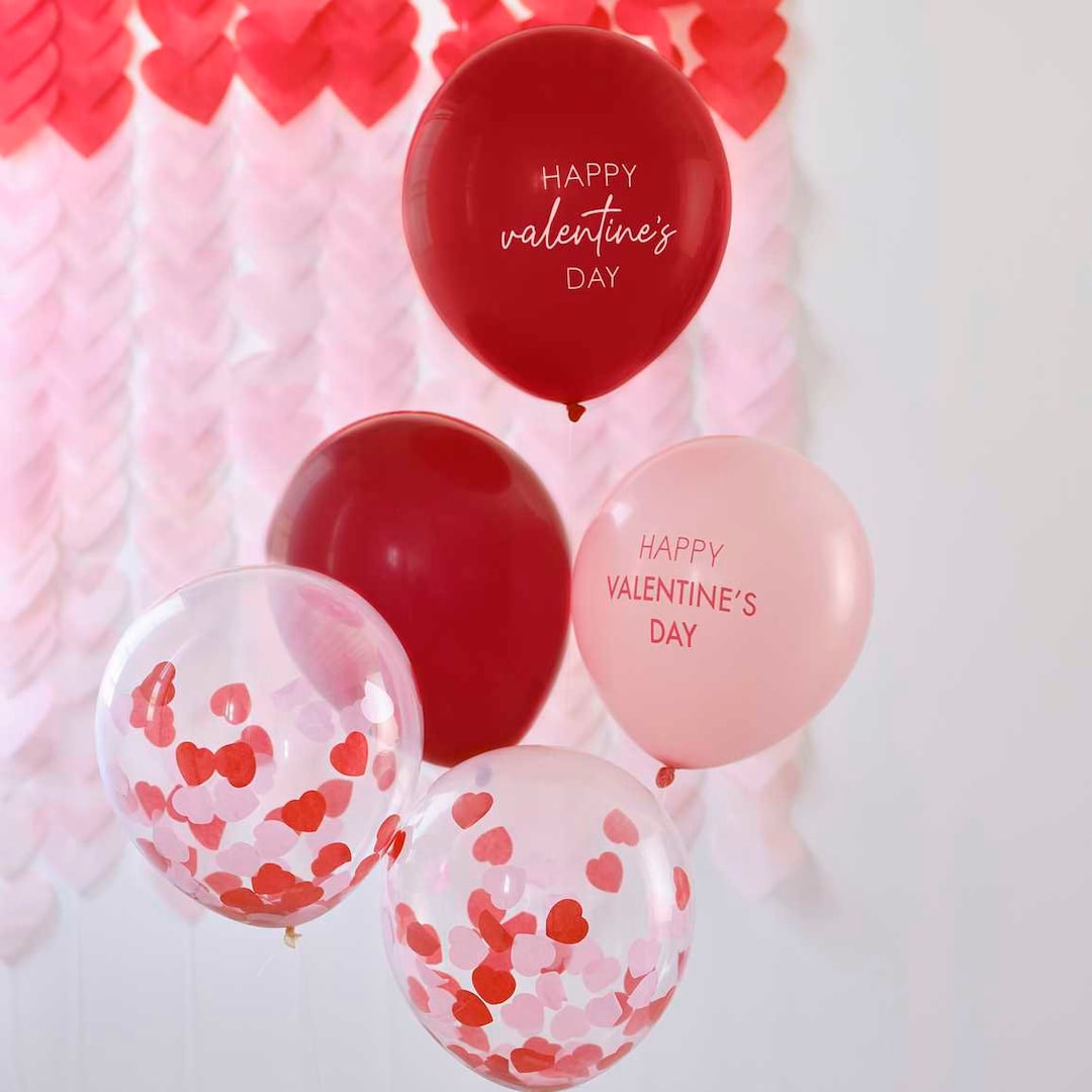 Red, Pink and Confetti Balloons - Valentine's Day Balloons - Valentines ...