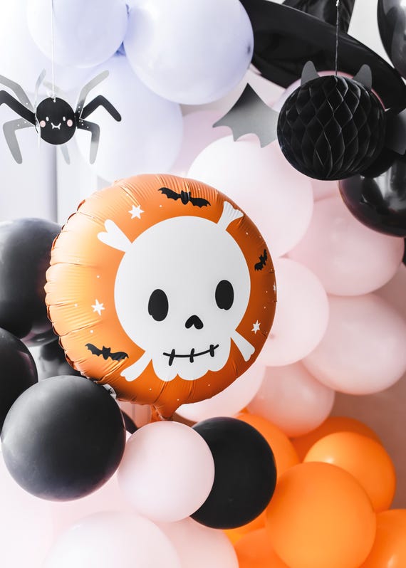 HAPPY HALLOWEEN PALLONCINO TESCHIO Cm 46 Diam. 18" In MYLAR FESTA PARTY - Foto 2