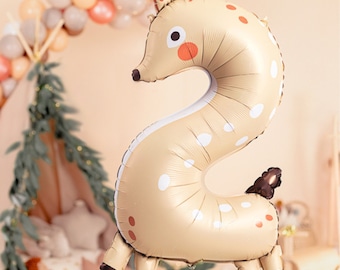 Deer Foil Balloon Number 2 - Woodland Animal 2nd Birthday Balloon Decoration - Animal Party Number Balloon - Helium Or Air Balloon