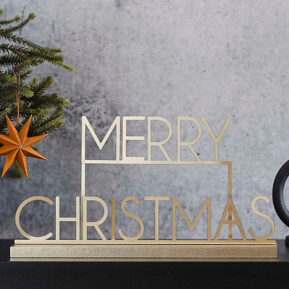 ゴールドのメリークリスマスサイン - クリスマスツリーの