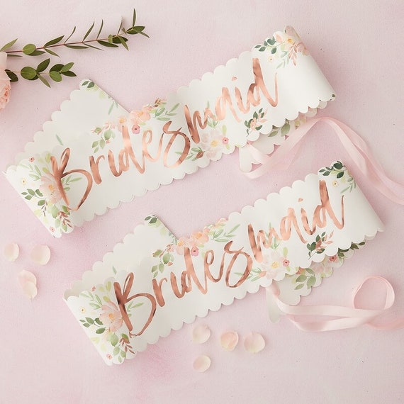 bridesmaid sash rose gold