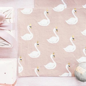 Swan Paper Napkins - Pink Paper Birthday Party Napkins - Blush Pink Decor - Baby Shower decor - Birthday Decorations - Pack of 20